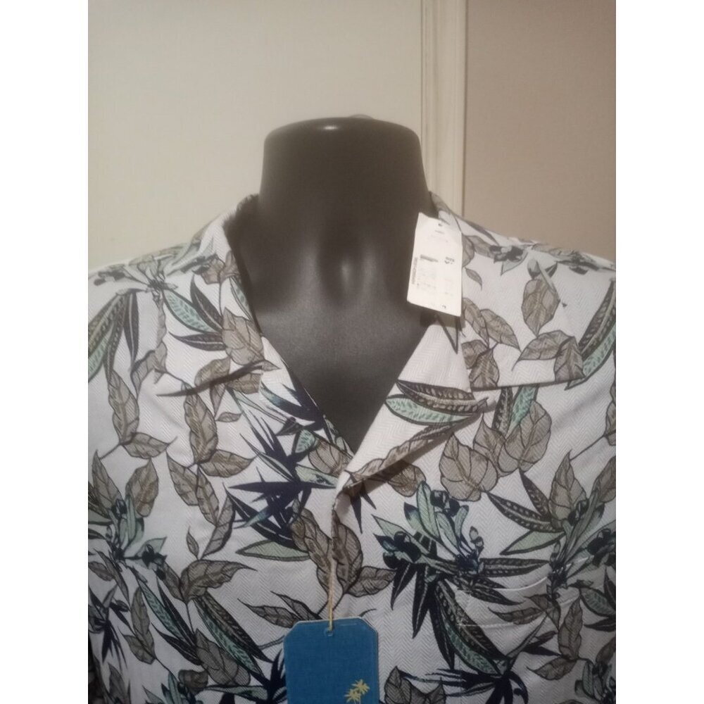 New Caribbean Roundtree & Yorke Silk Blend Gray Tropical Floral Camp Shirt XL - Picture 7 of 16